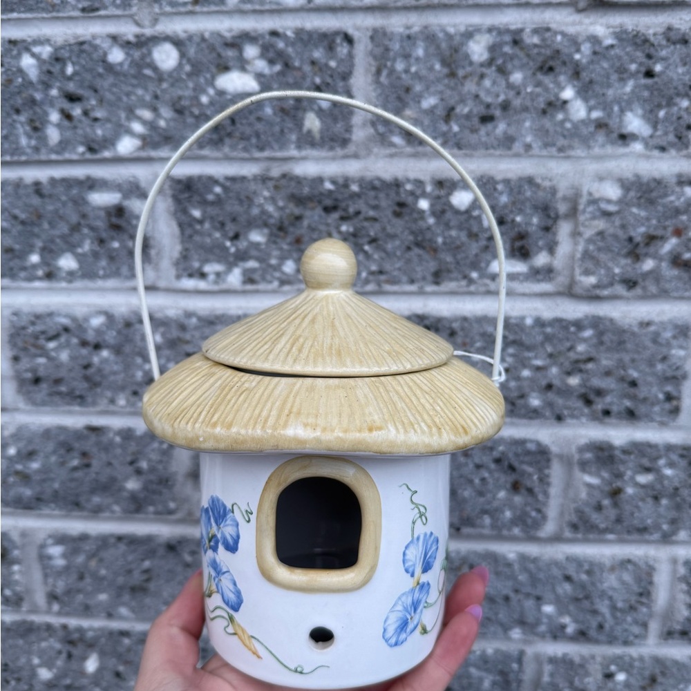 Vintage Telefora Porcelain Hanging Mushroom Birdhouse
